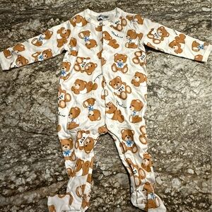 Moschino Kids One Piece Footie - White and Brown